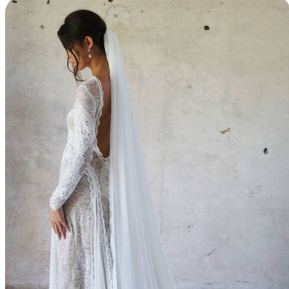 Grace Love Lace Gabriela silk chiffon cathedral veil NWT - Picture 2 of 8